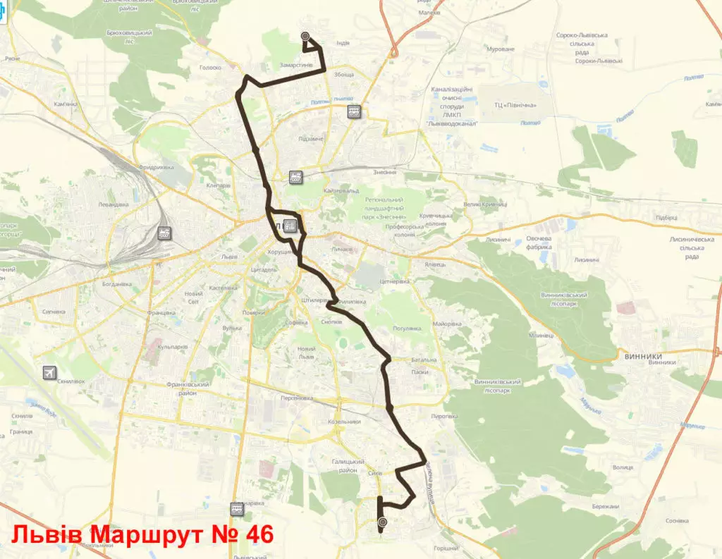 Розклад і зупинки 46 маршрутка Львів